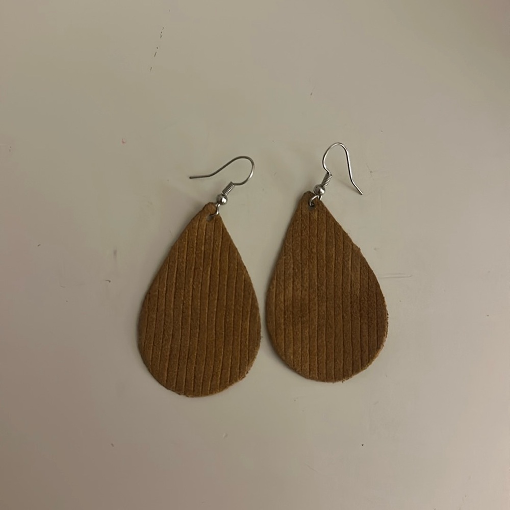 Mustard Yellow Corduroy Dangle Earrings